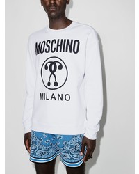 weißes und schwarzes bedrucktes Sweatshirt von Moschino