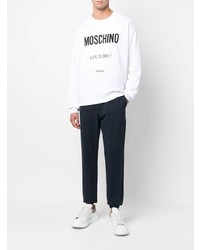 weißes und schwarzes bedrucktes Sweatshirt von Moschino