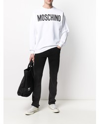 weißes und schwarzes bedrucktes Sweatshirt von Moschino