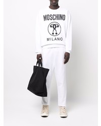 weißes und schwarzes bedrucktes Sweatshirt von Moschino