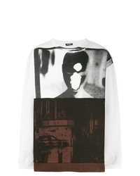 weißes und schwarzes bedrucktes Sweatshirt von Raf Simons