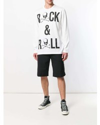 weißes und schwarzes bedrucktes Sweatshirt von Mastermind World