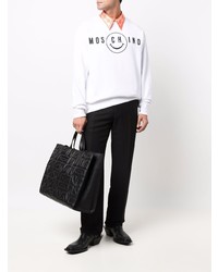 weißes und schwarzes bedrucktes Sweatshirt von Moschino