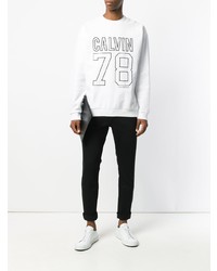 weißes und schwarzes bedrucktes Sweatshirt von Calvin Klein Jeans