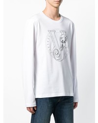 weißes und schwarzes bedrucktes Sweatshirt von Versace Jeans