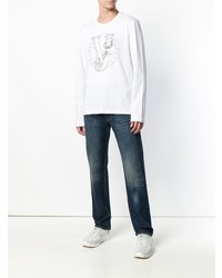 weißes und schwarzes bedrucktes Sweatshirt von Versace Jeans