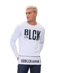 weißes und schwarzes bedrucktes Sweatshirt von Tom Barron