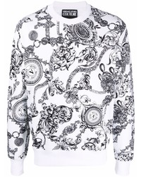 weißes und schwarzes bedrucktes Sweatshirt von VERSACE JEANS COUTURE