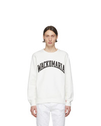 weißes und schwarzes bedrucktes Sweatshirt von Wacko Maria