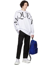 weißes und schwarzes bedrucktes Sweatshirt von Alexander McQueen