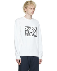 weißes und schwarzes bedrucktes Sweatshirt von Sunspel