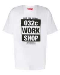 weißes und schwarzes bedrucktes T-Shirt mit einem Rundhalsausschnitt von 032c