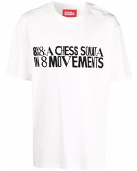 weißes und schwarzes bedrucktes T-Shirt mit einem Rundhalsausschnitt von 032c