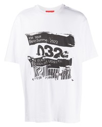 weißes und schwarzes bedrucktes T-Shirt mit einem Rundhalsausschnitt von 032c