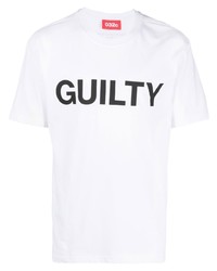 weißes und schwarzes bedrucktes T-Shirt mit einem Rundhalsausschnitt von 032c