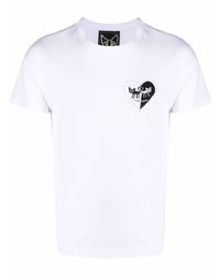 weißes und schwarzes bedrucktes T-Shirt mit einem Rundhalsausschnitt von 10 CORSO COMO