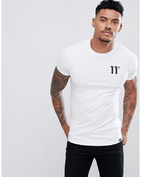 weißes und schwarzes bedrucktes T-Shirt mit einem Rundhalsausschnitt von 11 Degrees