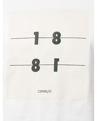 weißes und schwarzes bedrucktes T-Shirt mit einem Rundhalsausschnitt von Cerruti