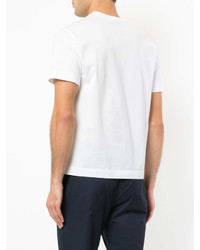 weißes und schwarzes bedrucktes T-Shirt mit einem Rundhalsausschnitt von Cerruti