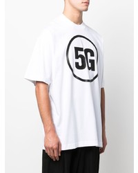 weißes und schwarzes bedrucktes T-Shirt mit einem Rundhalsausschnitt von Vetements