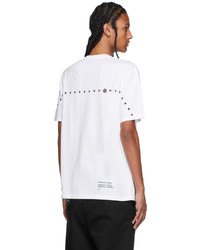 weißes und schwarzes bedrucktes T-Shirt mit einem Rundhalsausschnitt von Moncler Genius