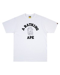 weißes und schwarzes bedrucktes T-Shirt mit einem Rundhalsausschnitt von A Bathing Ape