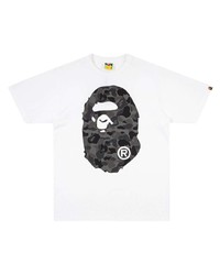 weißes und schwarzes bedrucktes T-Shirt mit einem Rundhalsausschnitt von A Bathing Ape