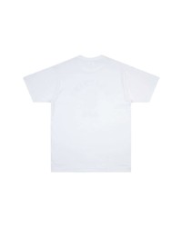 weißes und schwarzes bedrucktes T-Shirt mit einem Rundhalsausschnitt von A Bathing Ape