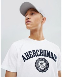 weißes und schwarzes bedrucktes T-Shirt mit einem Rundhalsausschnitt von Abercrombie & Fitch