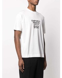 weißes und schwarzes bedrucktes T-Shirt mit einem Rundhalsausschnitt von Emporio Armani