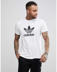 weißes und schwarzes bedrucktes T-Shirt mit einem Rundhalsausschnitt von adidas