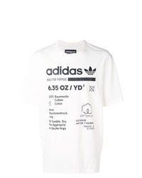 weißes und schwarzes bedrucktes T-Shirt mit einem Rundhalsausschnitt von adidas