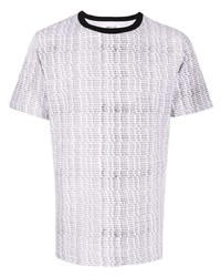 weißes und schwarzes bedrucktes T-Shirt mit einem Rundhalsausschnitt von agnès b.