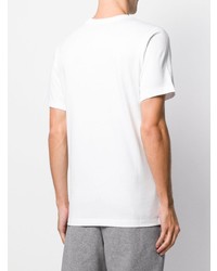 weißes und schwarzes bedrucktes T-Shirt mit einem Rundhalsausschnitt von Nike