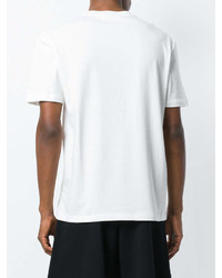 weißes und schwarzes bedrucktes T-Shirt mit einem Rundhalsausschnitt von McQ