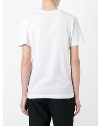 weißes und schwarzes bedrucktes T-Shirt mit einem Rundhalsausschnitt von MCQ