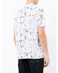 weißes und schwarzes bedrucktes T-Shirt mit einem Rundhalsausschnitt von Armani Exchange