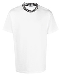weißes und schwarzes bedrucktes T-Shirt mit einem Rundhalsausschnitt von Ambush