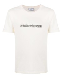 weißes und schwarzes bedrucktes T-Shirt mit einem Rundhalsausschnitt von Ami Paris