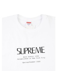 weißes und schwarzes bedrucktes T-Shirt mit einem Rundhalsausschnitt von Supreme