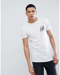 weißes und schwarzes bedrucktes T-Shirt mit einem Rundhalsausschnitt von Another Influence