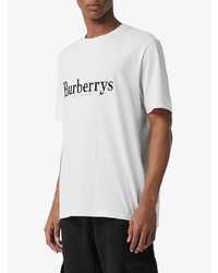 weißes und schwarzes bedrucktes T-Shirt mit einem Rundhalsausschnitt von Burberry