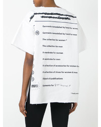 weißes und schwarzes bedrucktes T-Shirt mit einem Rundhalsausschnitt von MM6 MAISON MARGIELA