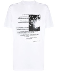 weißes und schwarzes bedrucktes T-Shirt mit einem Rundhalsausschnitt von Armani Exchange