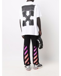 weißes und schwarzes bedrucktes T-Shirt mit einem Rundhalsausschnitt von Off-White