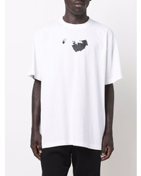 weißes und schwarzes bedrucktes T-Shirt mit einem Rundhalsausschnitt von Off-White