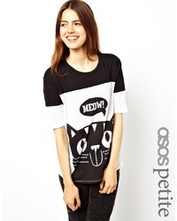 weißes und schwarzes bedrucktes T-Shirt mit einem Rundhalsausschnitt von Asos