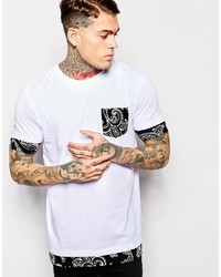 weißes und schwarzes bedrucktes T-Shirt mit einem Rundhalsausschnitt von Asos