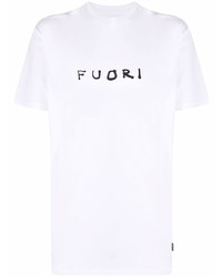 weißes und schwarzes bedrucktes T-Shirt mit einem Rundhalsausschnitt von Aspesi