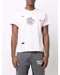 weißes und schwarzes bedrucktes T-Shirt mit einem Rundhalsausschnitt von GALLERY DEPT.